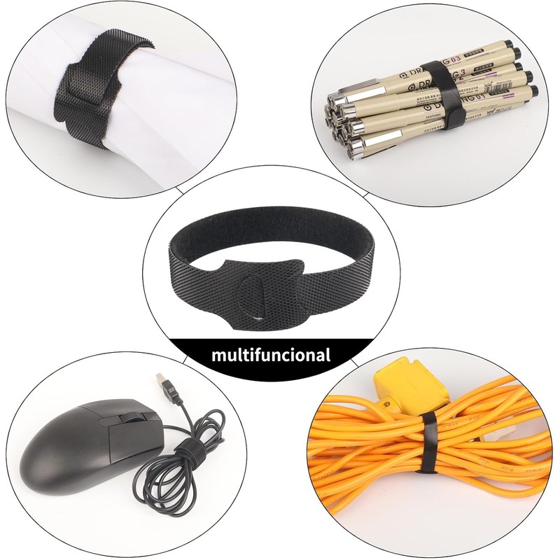 Ruistli Organizador de Cables?60 Pcs-12 * 20cm?Velcr