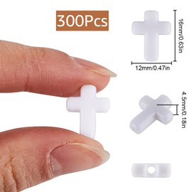 SUNNYCLUE 300 Stück Kreuzperle Große Menge Weiße Kreuzperlen Osteranhänger Kleine Klobige Kreuze Undurchsichtiges Acryl Kruzifix Mini Abstandshalter Lose Perle Zur Schmuckherstellung Perlensortiment D