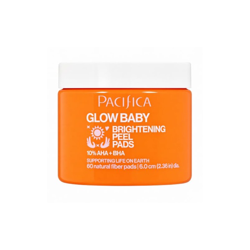 Pacifica Glow Baby 10% AHA/BHA almohadillas de pelar iluminadoras, blanco,