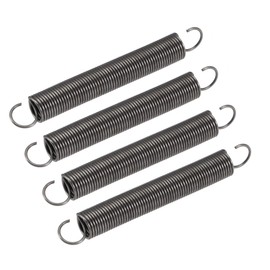sourcing map Pack of 4 Tension Spring Tension Springs, 10mm OD, 1mm Wire Thickness, 136mm Extended Length, 80mm Free Length, Spring Steel, 1.5kg Load Capacity, Grey