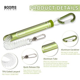 Booms Fishing T09 Coiled Lanyard，1 Pack Green Kayak Paddle Leash，Outdoor Kayak Paddle Accessories，Retractable Lanyard for Kayak Fishing