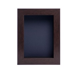 CountryArtHouse 5x7 Brown Shadow Box Frame with A 1 3/4" Usable Depth Includes Navy Blue Acid-Free Backing, UV Resistant Acrylic, & Hanging Hardware