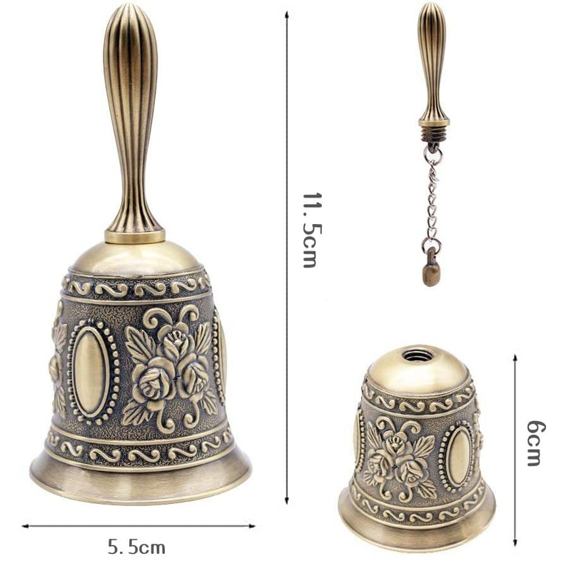 Hoshiumi Retro Bronze Hand Bell Rose Pattern Hand Waving Bell