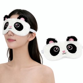 Panda Kids Eye Mask for Sleeping, Soft Plush 3D Animal Sleep Mask, Cute Cartoon Blindfold Travel Essentials for Girls Boys Adults