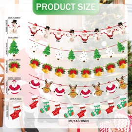 Bliceon 5Pcs Merry Christmas Bunting Banner, Reusable Christmas Bunting for Xmas Party Decorations Hanging Christmas Decorations Indoor Banner