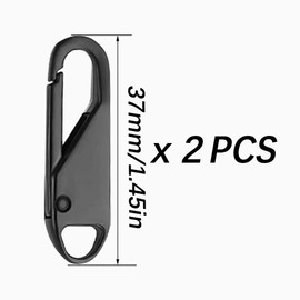 2 Pcs Zipper Pull, Zipper Pulls Replacement, Zipper Gripper, Detachable Universal Zipper Tab Pullers, Zipper Repair Kit for Luggage, Handbags, Jacket, DIY Crafts(Black,37x10x3.7mm)