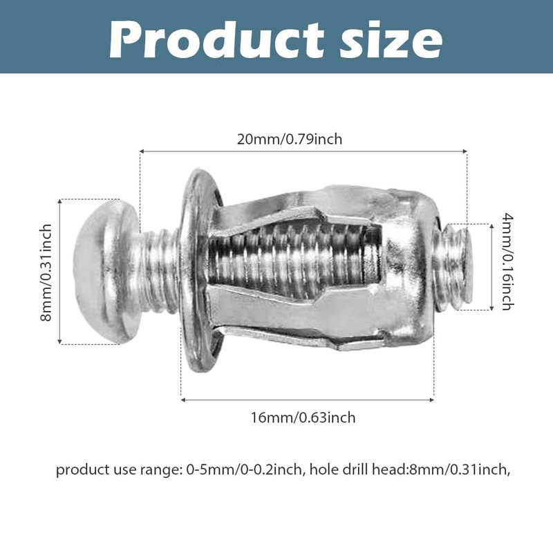 EMVANV 20 PCs Hollow Door Anchors,Hollow Metal Cavity Fixing Hollow