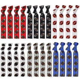 SAMIQU 24Pcs Football Hair Ties Set Ponytail Holders - Hair Bands, Wristbands, Elastic Ribbon Cheer Bows, Football Hair Clips for Girls Women Sports Team Members