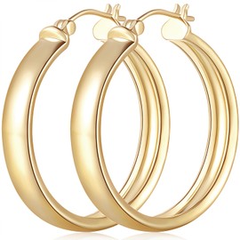 DZCYAN Gold Hoop Earrings for Women,Gold Hoops Earrings for Women Earrings Large Hoop Earrings Minimalist Earring Hoops 30mm (25mm)