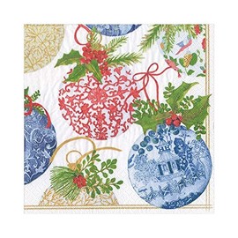 Caspari Porcelain Ornaments Paper Luncheon Napkins - Four Packs of 20
