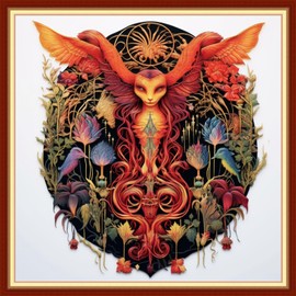 Foxhool Beginners Cross Stitch Kits Stamped Full Range of Embroidery Kits for Adults DIY Cross Stitches kit Embroidery Patterns for Needlepoint kit-Holika Holika 17.7x17.7 inch