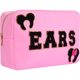 Bolsa para orejas de mouse, funda de viaje, accesorios para el cabello, organizador de lazo, orejas de mouse, diademas, almacenamiento de nailon, grande, bolsa de maquillaje, para viajes, regalos