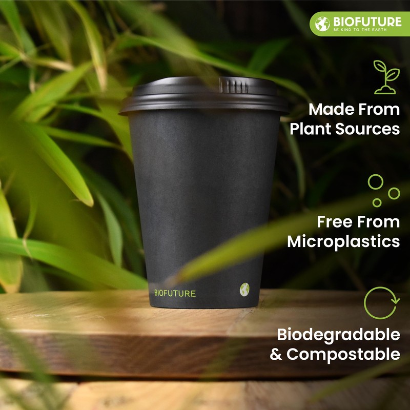 BIOFUTURE Biodegradable Coffee Cups – 50 x 6oz – 16oz