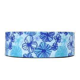 Wrapables Colorful Patterns Washi Masking Tape, Floating Pansies Blue