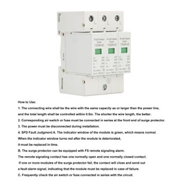PV Surge Protection AC 420V 20-40KA 3P DIN Rail Lightning Protection Voltage Protection Arrester Protection T2 Surge Arrester for Photovoltaic Solar and Power Supply