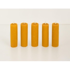 Pure Beeswax Pillar Candles,Handrolled,Decorative,Honeycomb Shaped, Cotton Wick, Compatible with Lanterns, Drip-Free,Slow Burn time for Hurricanes,Power outages, Natural Scented,Emergency Candles