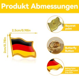 HAFRILY Pack of 10 Germany Flag Badges National Badge for Germany Flag Pin Flip Collar Pins Pin Durable and Colourfast Germany Flag, Brass, iron