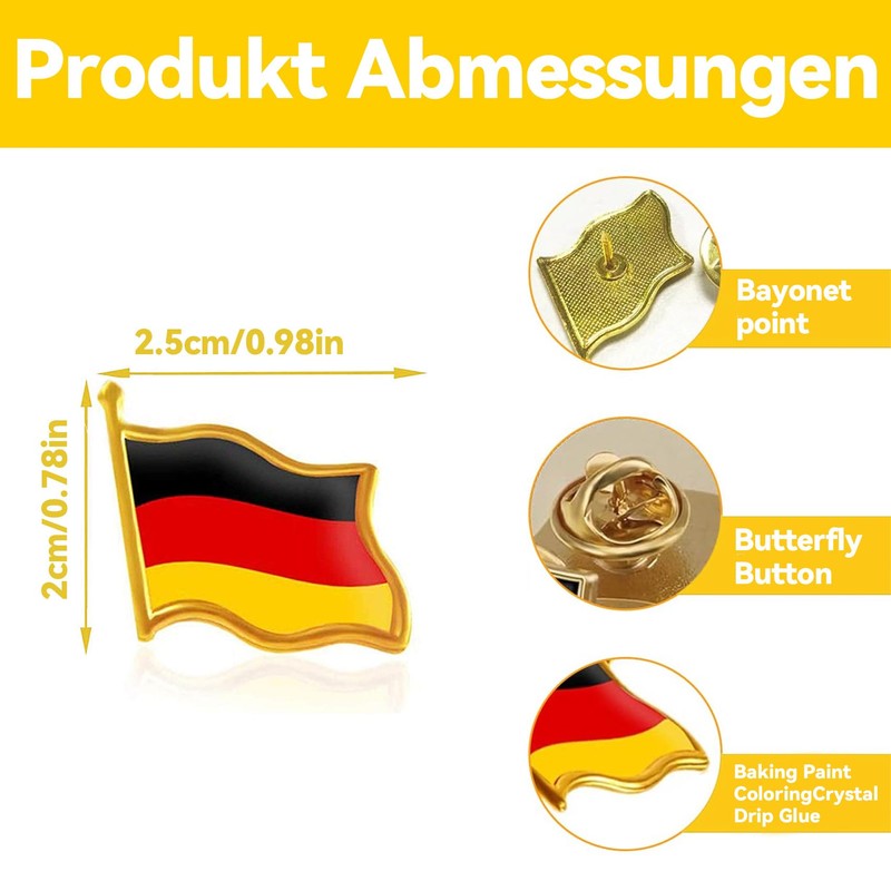 HAFRILY Pack of 10 Germany Flag Badges National Badge for