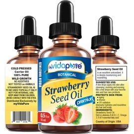 STRAWBERRY SEED OIL 100% Pure Unrefined Virgin Cold Pressed. Moisturizer for Face, Skin, Hair, Nails, Scars, Anti Aging 0.15 Fl.oz.- 15 ml. by myVidaPure