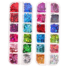 Outanaya Heart-Shaped Nail Art Sequins Colors for Nail Decoration Lightweight Glitter Sequins for Manicure and Crafts for Cell Phone Cases Art