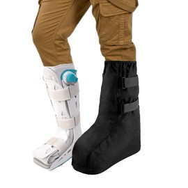 Walking Boot Cover Tall Medical Cast Fracture Boot Foot Cast Cover Waterproof Cast Cover for Foot Brace Women Men Outdoor Cast Protector Rain Snow Surgical Recovery Air Walker Boot Accessories Black (Medium)