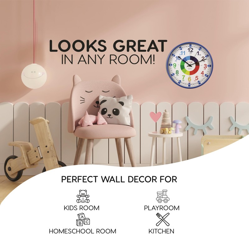 Kiddus Kid’s Wall Clock Analogue Time Teacher with Time Learning