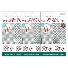 DONNA Deluxe Weaving Nets Combo 2pcs 17" x 12" | Mesh Hole Wig Cap for Women | Black Weaving Net for Comfortable and Secure Wig Installation (3 PC)