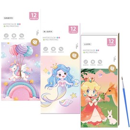 3Pcs Pocket Watercolor Painting Books,Watercolor Painting Book with paint pen, Portable Pocket Watercolor Painting Bookmark Improve Creativity for Artist, Beginning, Painters,Students Painters