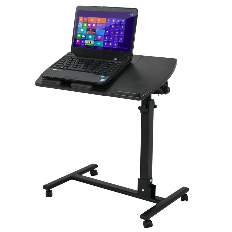 Portable Swivel Laptop Table Desk Adjustable Angle & Height Rolling Stand