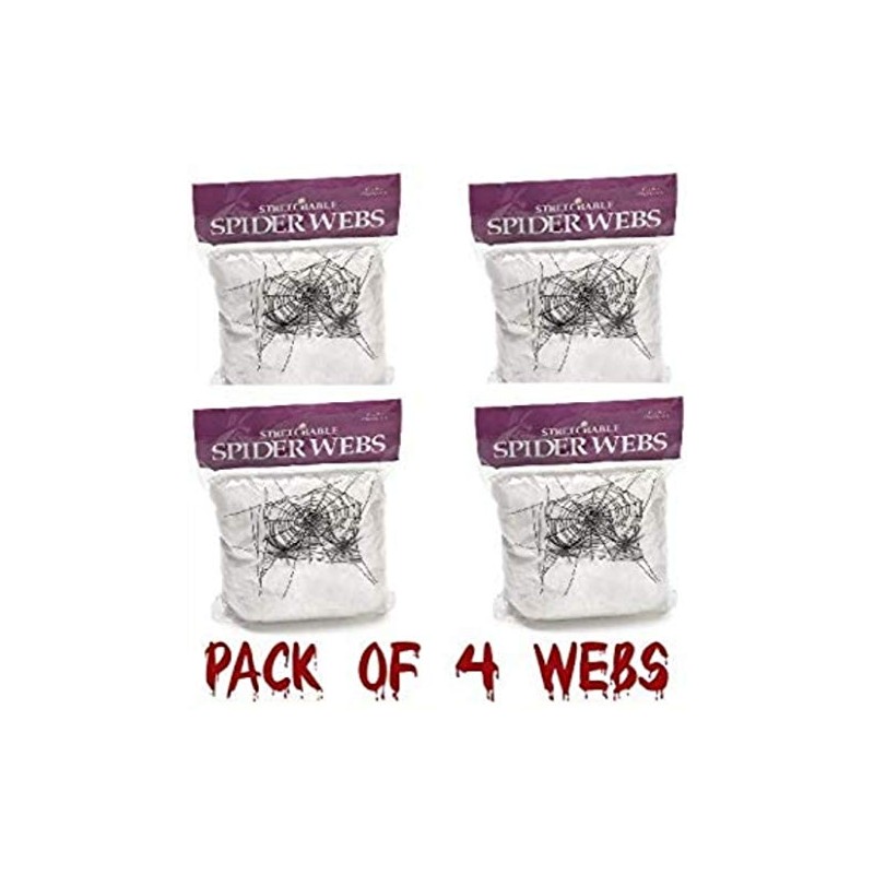 [Pack of 4 White Webs] Halloween Decoration Props Spider Webs