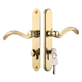 MaxxGeek Storm Door Handle Accessory Set fit Pella Storm Door Handle Replacement Part, with Key and Lock Cylinder, Mortise Lock Not Included (Polished Gold)