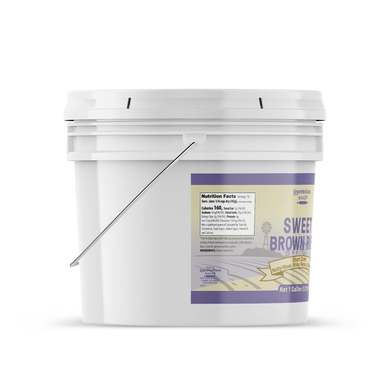 Unpretentious Sweet Brown Rice, 1 Gallon, Gluten-Free, Brown Glutinous Rice,