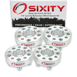 4 pc Sixity 1.5" 5x114.3 Wheel Spacers compatible with Lincoln MKX 1/2-20tpi 1.25in Studs Lugs