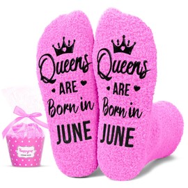 HAPPYPOP June Queen's Pride Pink Socks - Celebrating June Birthdays Socks, Unique Birthday Gift Jun