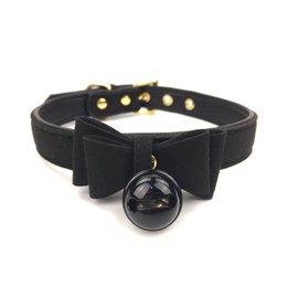 Bell Choker Collar Necklace Lolita Bow Collar Cat Kitty Velvet Necklace (F)