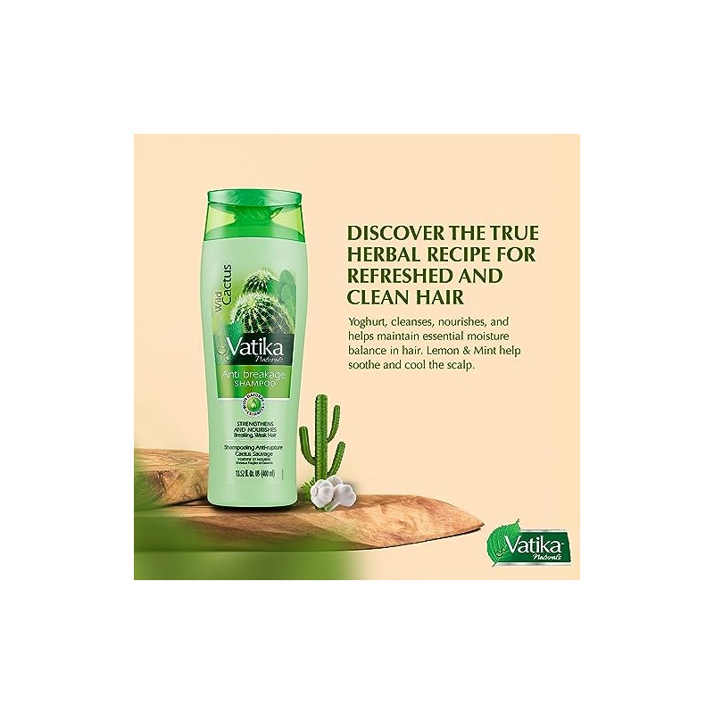 Dabur Vatika Anti-Breakage Shampoo, Wild Cactus, 13.52 Fluid Ounce by