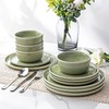 AmorArc Stoneware Dinnerware Sets,Round Reactive Glaze Ceramic Plates and Bowls