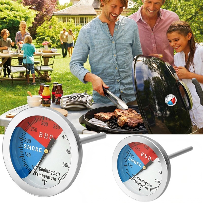 BBQ Smoker Thermometer, 2-Inch Dial Temperature Gauge with Fahrenheit and