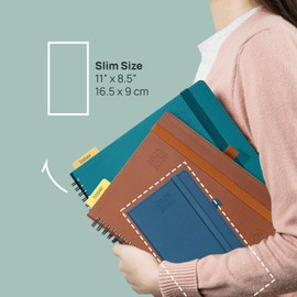 POPRUN Pocket Calendar 2025 2026 Small 16.5 x 9 cm (Aug.2025-Dec.2026) - Calendar 2025 2026 Small with PU Leather - Diary Planner 1 Week 2 Pages with Pen Loop - Teal Green