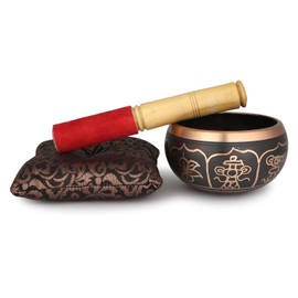 Tibetan Meditation Om Mani Singing Bowl/Cushion/Mallet (4 Inch, 8 Symbol)