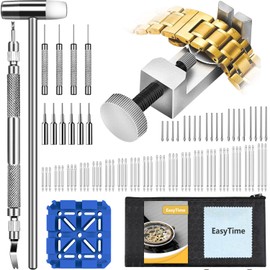 EasyTime Kit de eliminación de eslabones de reloj: juego profesional de herramientas de reparación de relojes con 108 barras de resorte para ajuste de correa, reemplazo de correa, reemplazo de pulsera