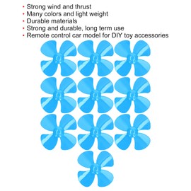 Plastic Propellers Pack of 10 Propellers 4 Blades Strong Wind Model Making Propellers Durable Materials Lightweight Wind Costume Headgear and Hats (Blue)