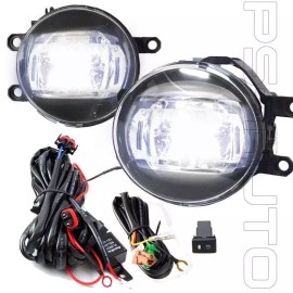PS-AUTO Fit 2010-2012 Toyota Prius 6000k Built-in LED Fog Light Kit W/Wiring Replacement