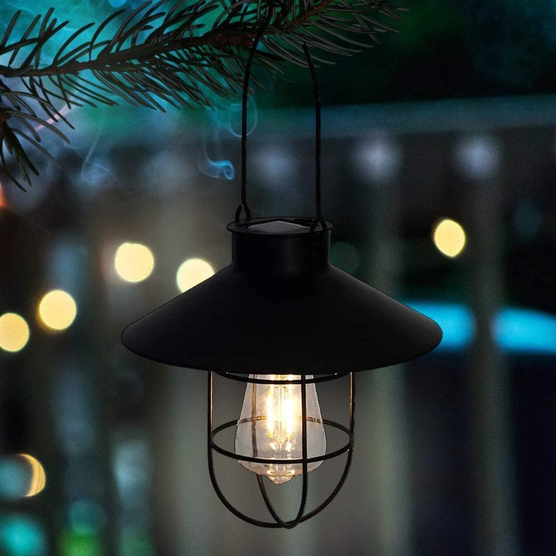 Outdoor Solar Hanging Lanterns Vintage Solar Garden Light with Warm