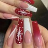 Caiguoer Pack of 24 Christmas False Nails Red Long False