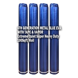 AMERIQUE 300SQFT 4TH Generation High-Density Luxury Metal Blue 2.5MM Thick EVA Foam Flooring Underlayment Padding with Tape & Vapor Barrier, 100SF Per Roll, Pack of 3