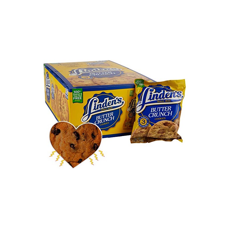 Linden's Butter Crunch Cookies- 3 Cookies Per Pack- 18 Packs