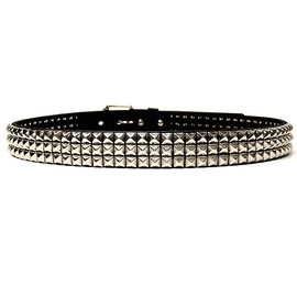SCOPLATY Black Studded Belt Genuine Leather Belts Punk Rock Belt for Men Women for Jeans Y2k Belt Goth Rivets Belt (L)