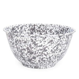 Crow Canyon Home Enamelware Salad Bowl, 5 quart, Grey/White Splatter