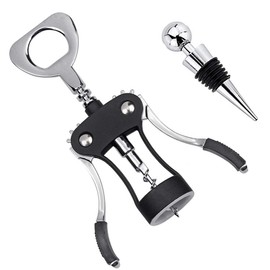 Foho - Abrebotellas de vino multifuncional, sacacorchos de ala para todas las botellas de corcho y tapas de cerveza, sacacorchos de camarero de lujo con juego de tapón para entusiastas del vino